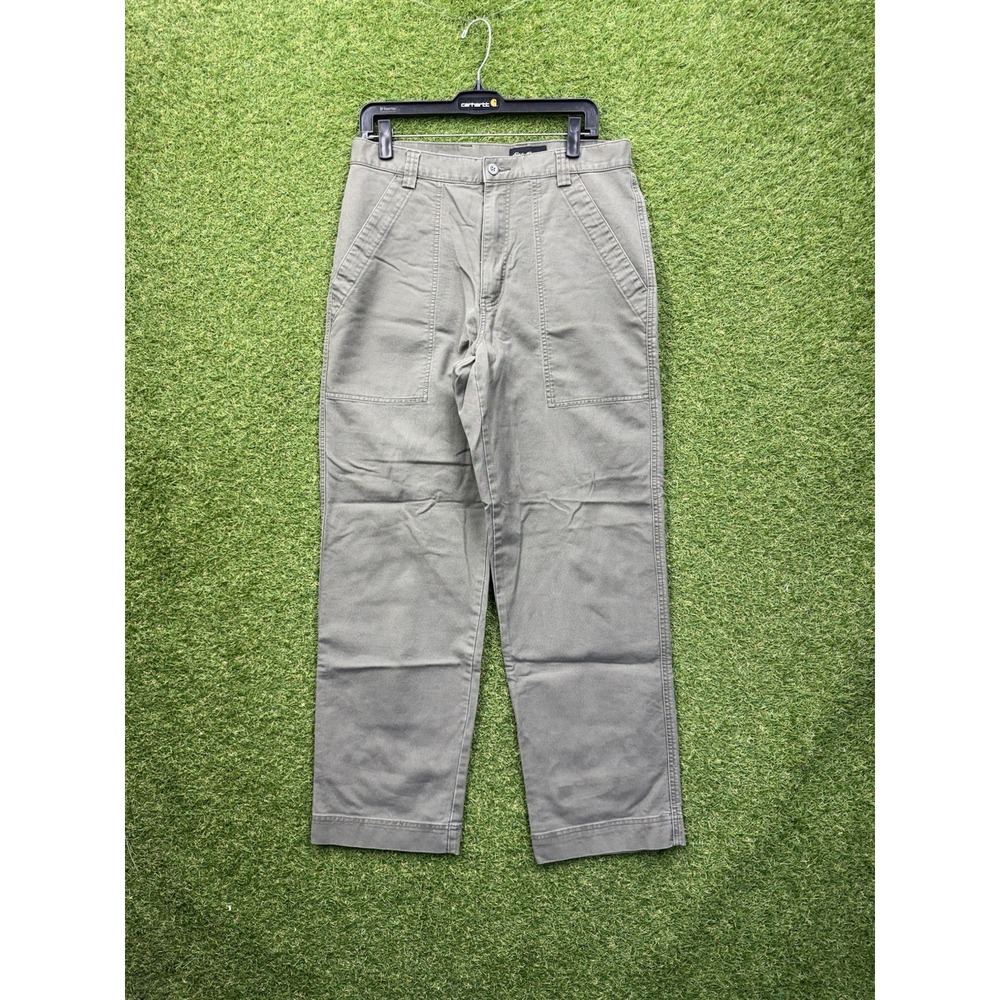 Eddie Bauer Chino Pants Mens 33x32 Khaki Olive Green Casual Dress Straight Leg